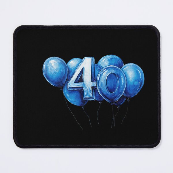 Item preview, 40th Birthday Anniversary Illustration with Blue Watercolor Balloons designed and sold by Creatby7030.