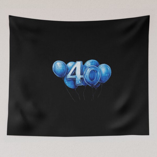 Item preview, 40th Birthday Anniversary Illustration with Blue Watercolor Balloons designed and sold by Creatby7030.