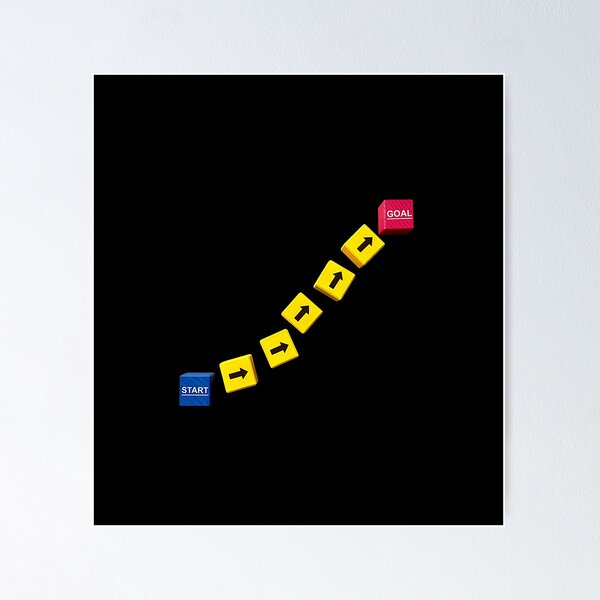 Item preview, Start to Goal Concept with Directional Arrow Blocks on Black Background designed and sold by Creatby7030.