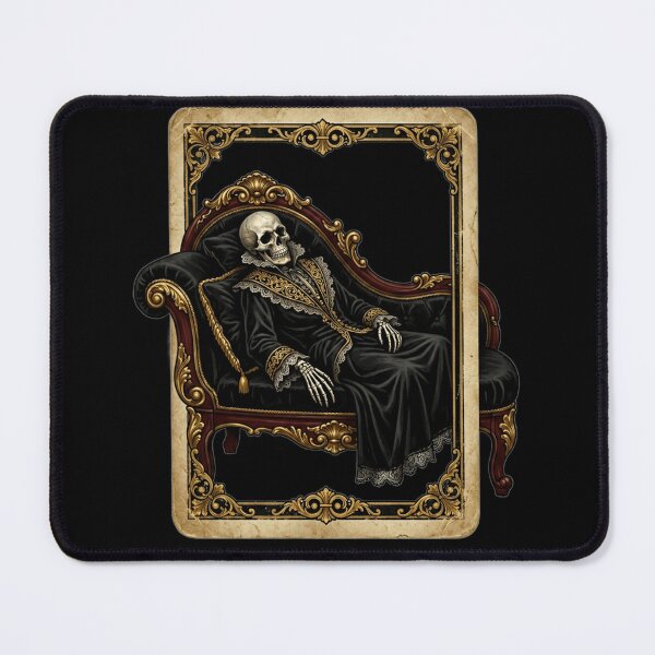 Item preview, The Tired One Funny Tarot Card Gothic Skeleton designed and sold by Retro Mood Co.
