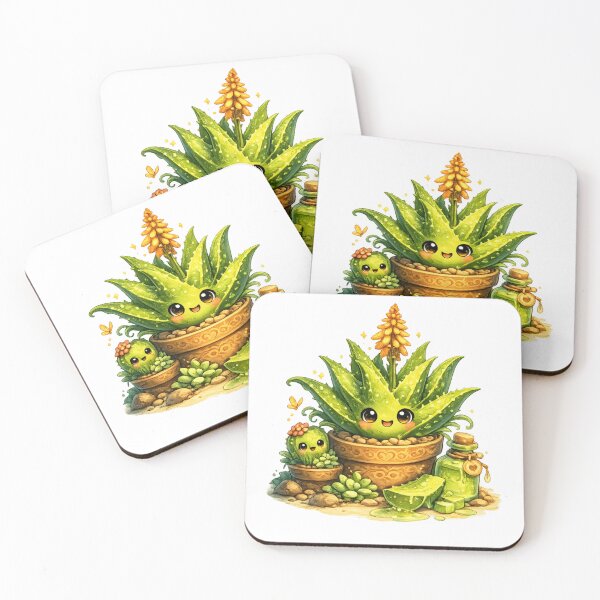 Item preview, Cute Fantasy Aloe Vera – Adorable Kawaii Plant Illustration designed and sold by ExoticWave.