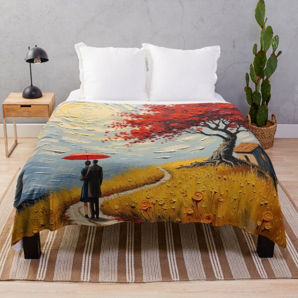 Item preview, Romantic Path to the Red Tree Impasto Oil Painting Art designed and sold by TS68.