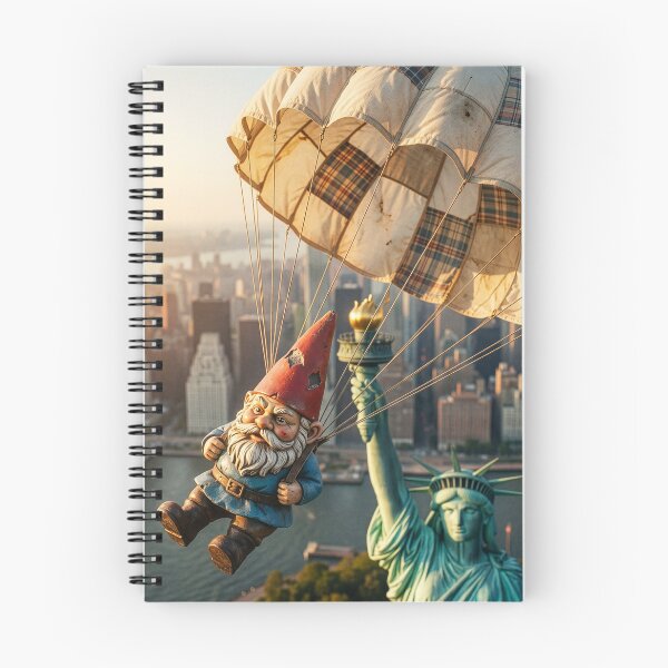 Item preview, Gnome Parachutes Near Statue of Liberty designed and sold by Tridentulus.