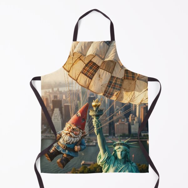 Item preview, Gnome Parachutes Near Statue of Liberty designed and sold by Tridentulus.