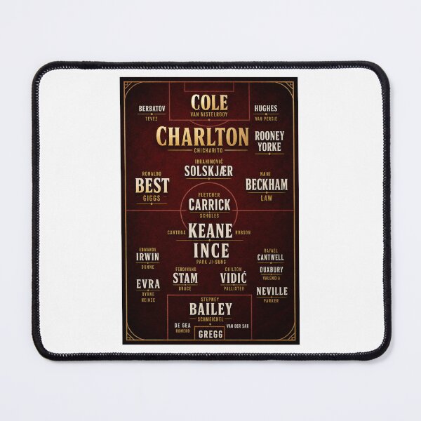 Item preview, Manchester United Legends XI Tactical Formation Poster | Football Greats Typography Art Print designed and sold by MDC-99.