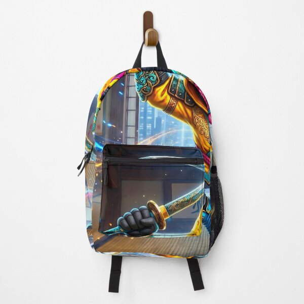 Item preview, Ninja Warrior Chicken with Swords | Neon Samurai Street Art designed and sold by Cyber-ART-Studio.