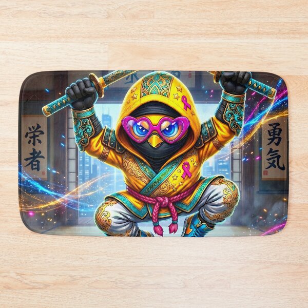Item preview, Ninja Warrior Chicken with Swords | Neon Samurai Street Art designed and sold by Cyber-ART-Studio.