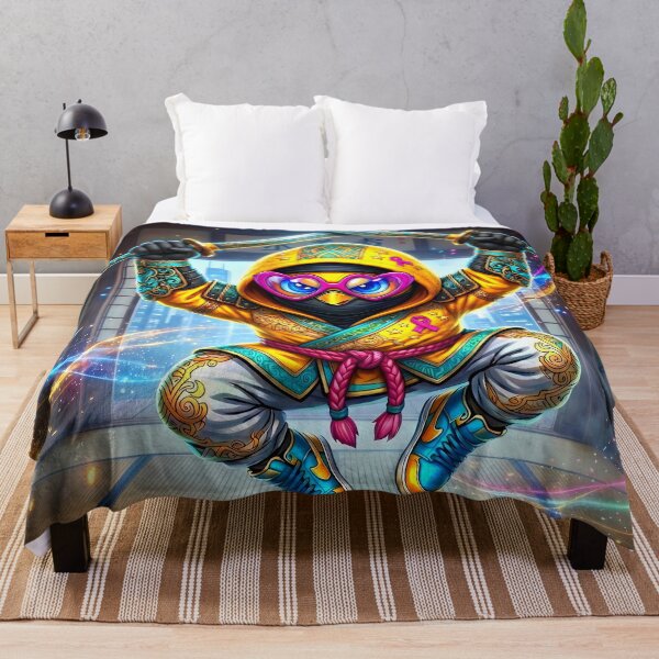Item preview, Ninja Warrior Chicken with Swords | Neon Samurai Street Art designed and sold by Cyber-ART-Studio.