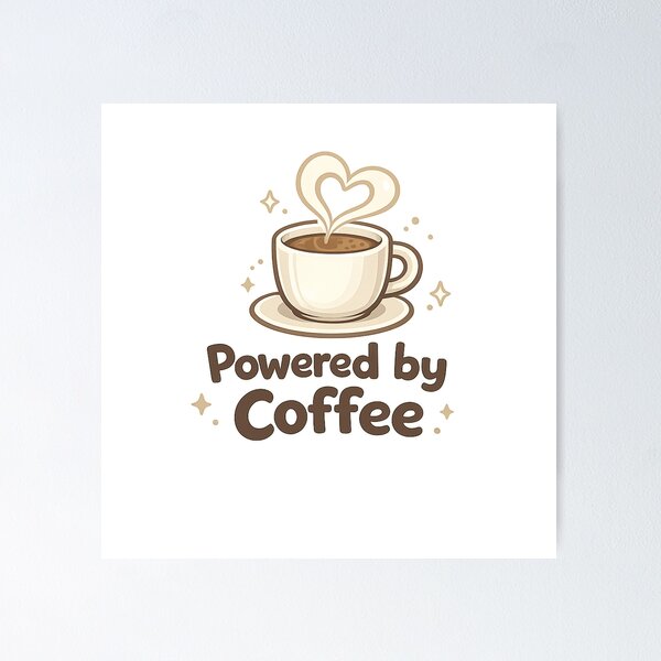 Item preview, Powered by Coffee Cute Minimal Coffee Lover Aesthetic Design designed and sold by Cute-Corne.