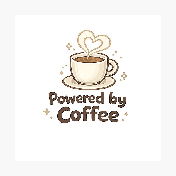 Item preview, Powered by Coffee Cute Minimal Coffee Lover Aesthetic Design designed and sold by Cute-Corne.