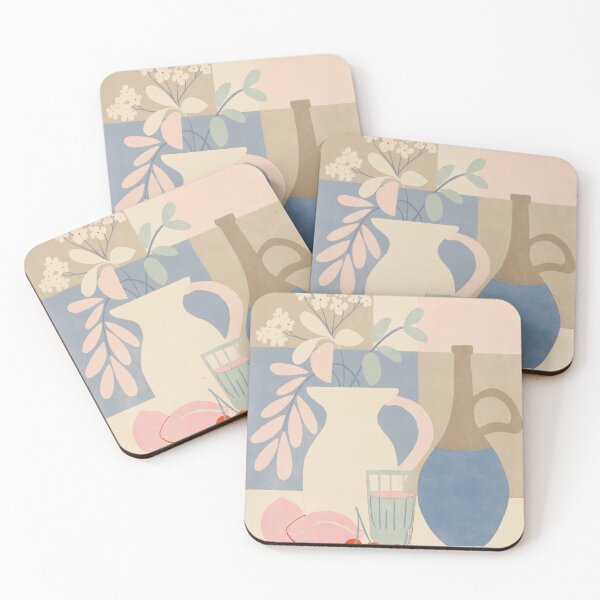 Item preview, Boho Pastel Floral Still Life with Cherries designed and sold by LAS3CURIOSAS.