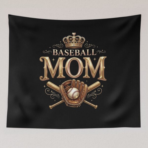 Item preview, Royal Golden Baseball Mom – Elegant Crown and Vintage Sports Gear designed and sold by Lozarux.