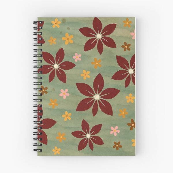 Item preview, Burgundy and Sage Green Retro Folk Floral Pattern designed and sold by Lougud.