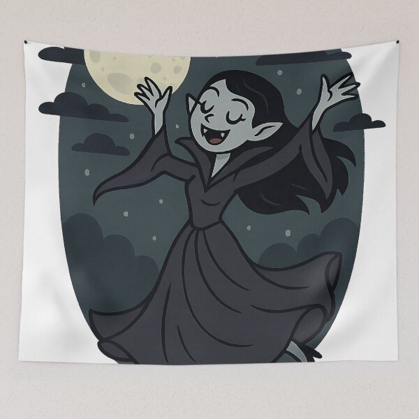 Item preview, Spooky Cute Vampiress Under Full Moon – Kawaii Gothic Night Sky designed and sold by designsbyhw.