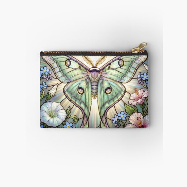 Item preview, Stained Glass Style Luna Moth with Flowers designed and sold by Tridentulus.
