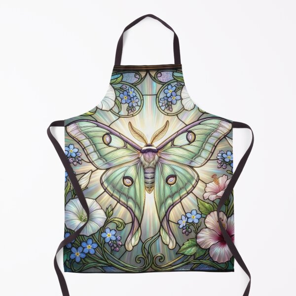 Item preview, Stained Glass Style Luna Moth with Flowers designed and sold by Tridentulus.