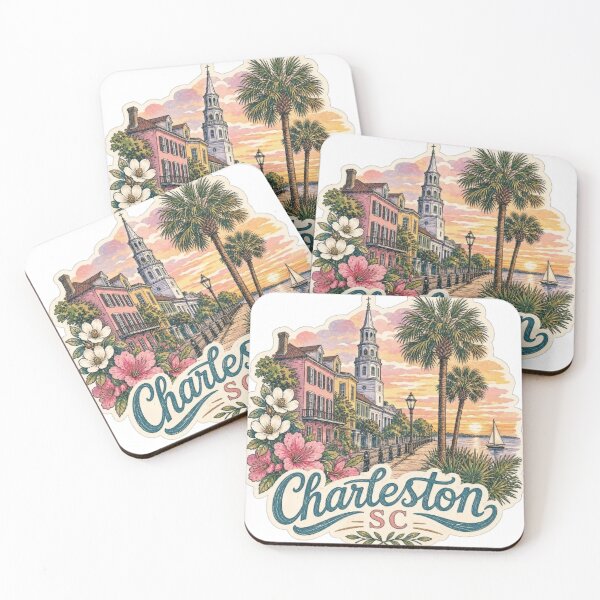 Item preview, Charleston SC Colorful Historic Houses Vintage Travel Sticker designed and sold by Modefissi.
