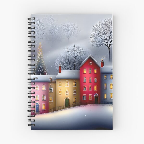 Item preview, Charming Winter Village Under a Snowy Sky at Dusk designed and sold by Artessie.