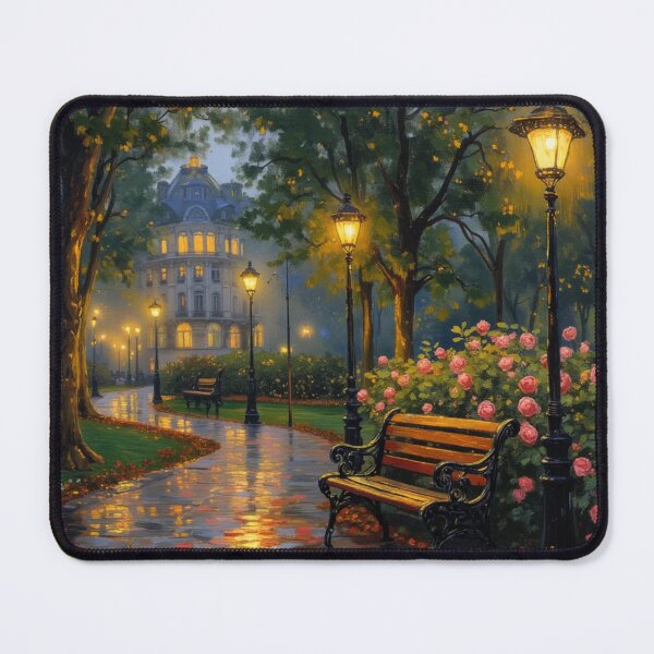 Item preview, Rainy Night in Paris - Romantic Park and Street Lamps Art designed and sold by TS68.