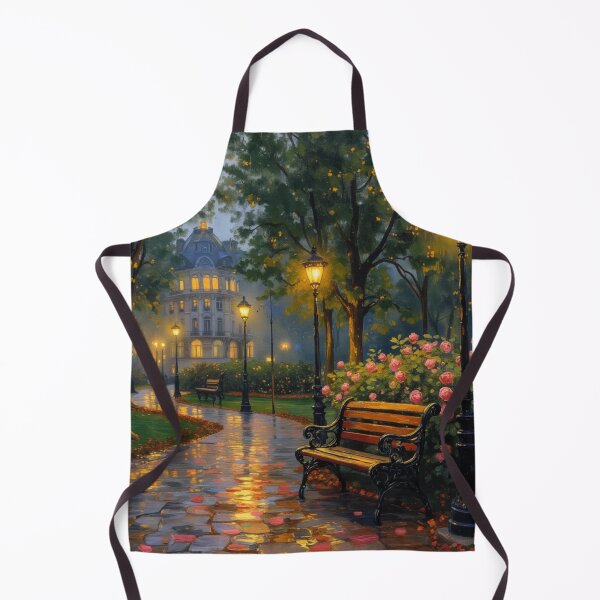 Item preview, Rainy Night in Paris - Romantic Park and Street Lamps Art designed and sold by TS68.