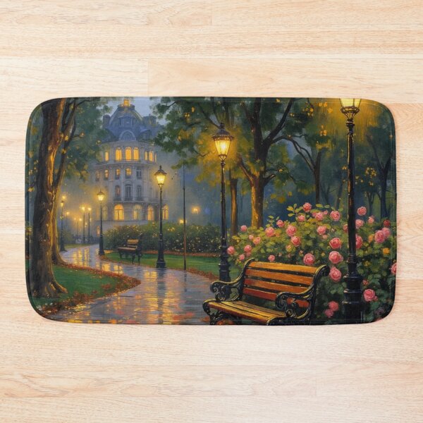 Item preview, Rainy Night in Paris - Romantic Park and Street Lamps Art designed and sold by TS68.