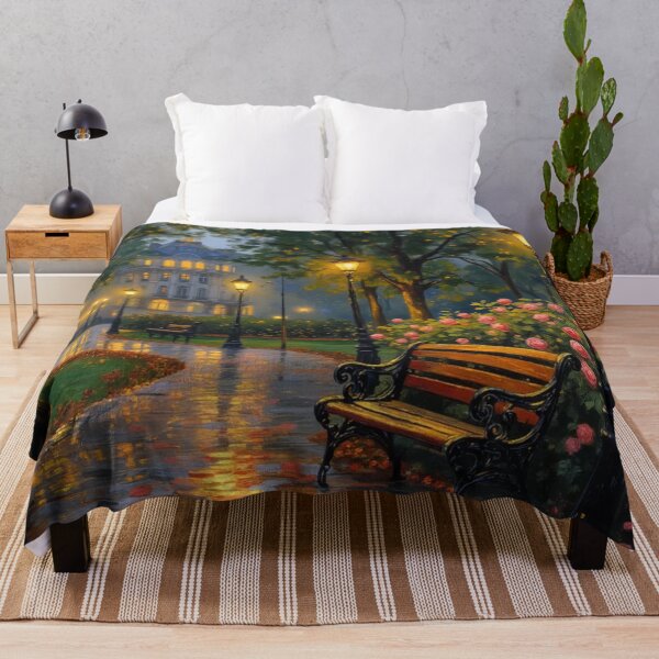 Item preview, Rainy Night in Paris - Romantic Park and Street Lamps Art designed and sold by TS68.