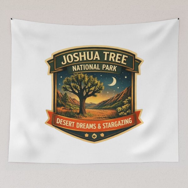 Item preview, Joshua Tree National Park Vintage Desert Night Stargazing Art designed and sold by SasquatchTrail.