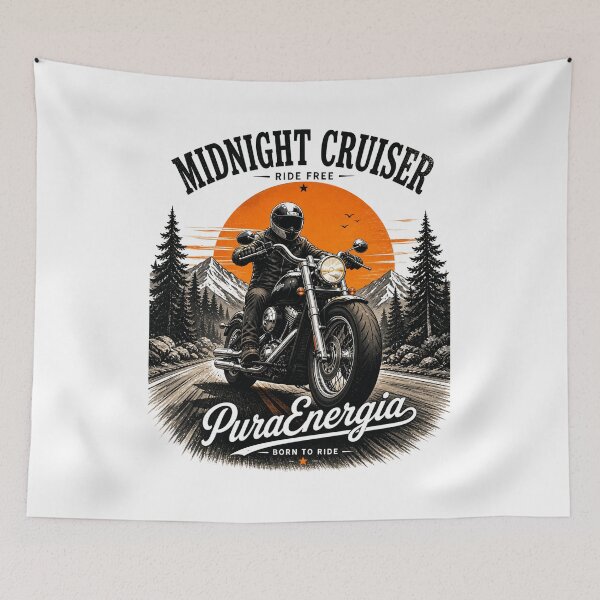 Item preview, Midnight Cruiser Motorcycle T-Shirt – Vintage Biker PuraEnergia Design designed and sold by Puraenergia Stickers.