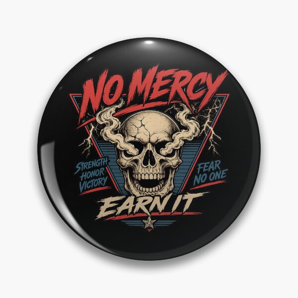 Item preview, No Mercy Skull Retro Motivation Design designed and sold by SoftBananaD.