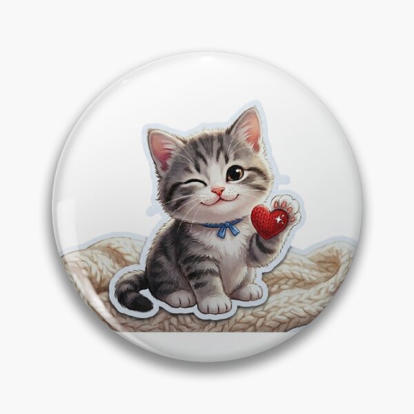 Item preview, Cute Kitten Winking with Wool Heart - Coquette Style Sticker designed and sold by Opps-diseño.