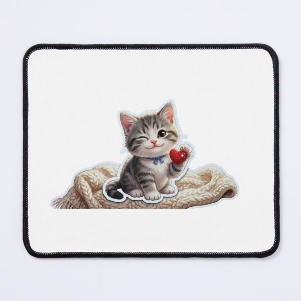 Item preview, Cute Kitten Winking with Wool Heart - Coquette Style Sticker designed and sold by Opps-diseño.