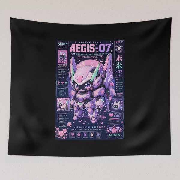 Aperçu de l'œuvre Aegis-07 Cyberpunk Mecha Poster – Futuristic Guardian Robot Design créée et vendue par Newthingzy.