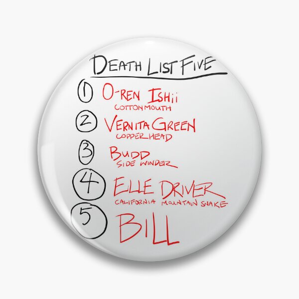 Item preview, KILL BILL - Death List Five designed and sold by Andromevart.