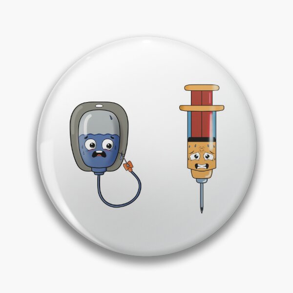 Item preview, Scared IV Bag and Nervous Syringe Medical Cartoon designed and sold by Medico Design .