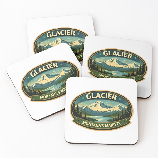 Item preview, Glacier National Park Montana Majesty Vintage Travel Badge Art designed and sold by SasquatchTrail.