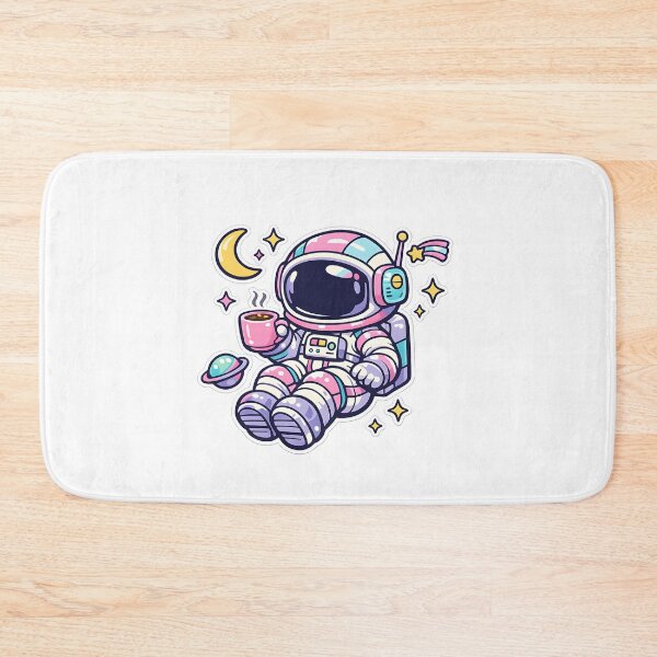 Item preview, Retro Astronaut Coffee — Cute Space Y2K Sticker Art designed and sold by KawaiiOrbit.