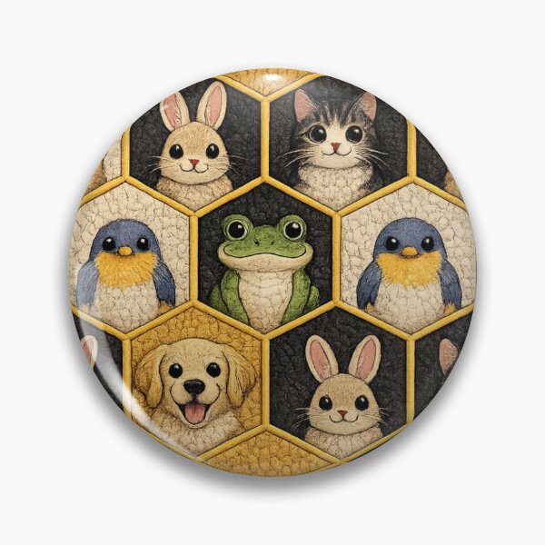 Item preview, Cute Animal Honeycomb Pattern – Cat Frog Bird Rabbit Dog Hexagon Design designed and sold by ArtoryNest.