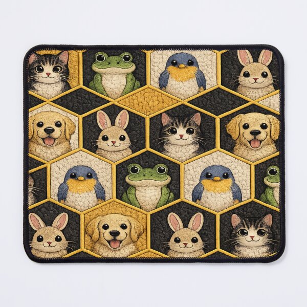 Item preview, Cute Animal Honeycomb Pattern – Cat Frog Bird Rabbit Dog Hexagon Design designed and sold by ArtoryNest.