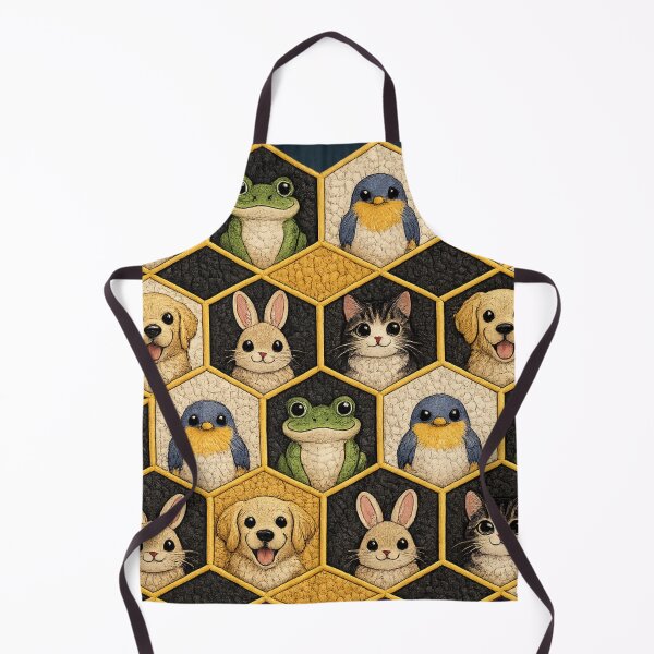 Item preview, Cute Animal Honeycomb Pattern – Cat Frog Bird Rabbit Dog Hexagon Design designed and sold by ArtoryNest.