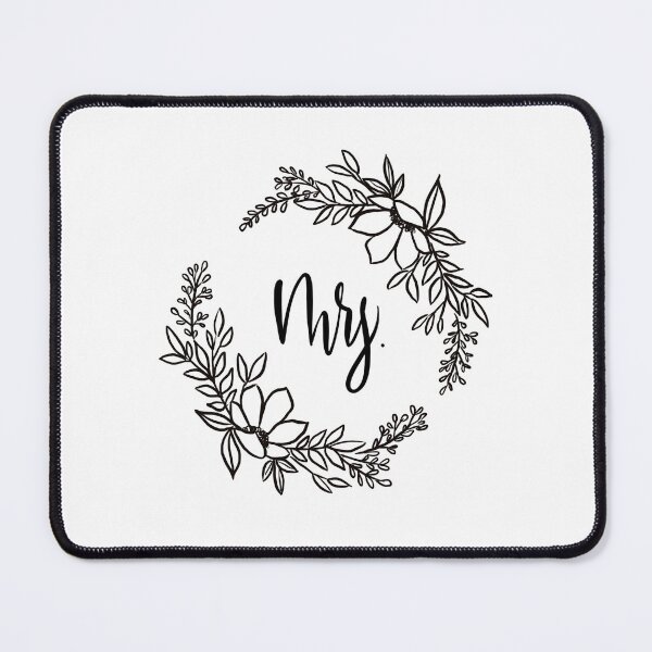 Item preview, Mrs. Floral Frame - Modern Calligraphy Hand Lettering - Black and White Wedding designed and sold by breezecrafty23.