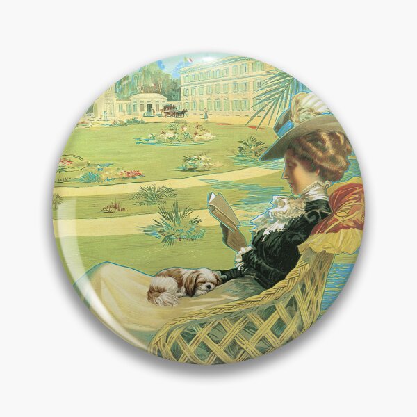 Item preview, Vintage Art Nouveau Ad Woman With Shih Tzu designed and sold by Glimmersmith.
