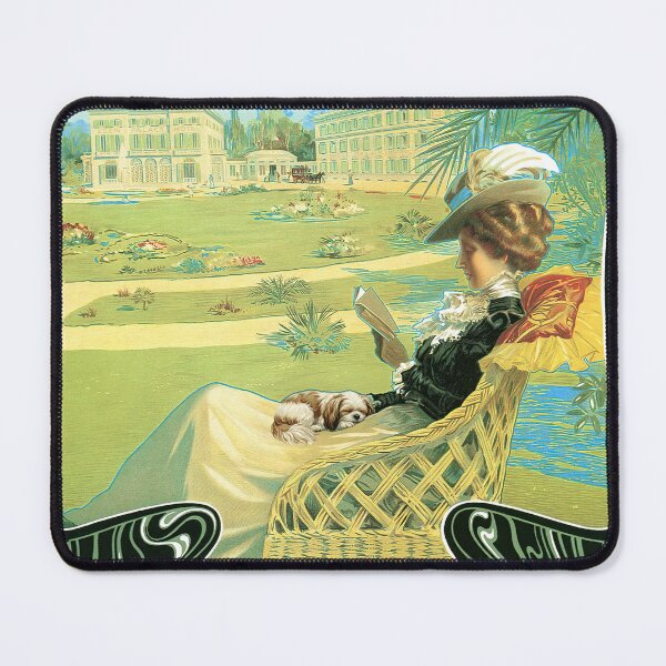 Item preview, Vintage Art Nouveau Ad Woman With Shih Tzu designed and sold by Glimmersmith.