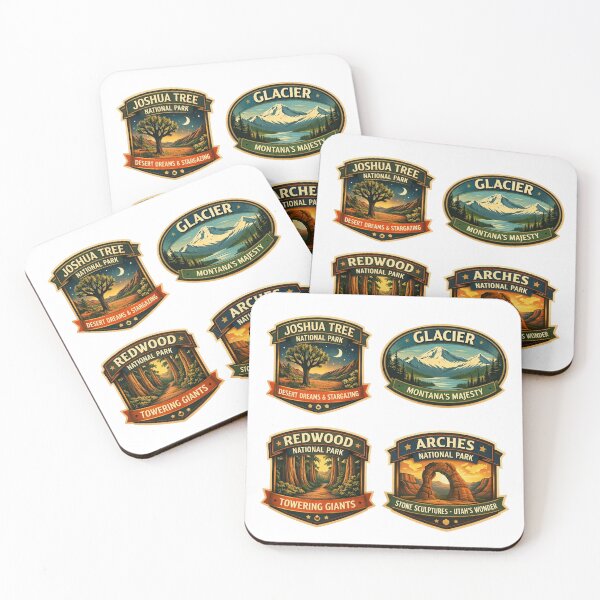 Item preview, US National Parks Vintage Badge Collection - Joshua Tree, Glacier, Redwood, Arches designed and sold by SasquatchTrail.