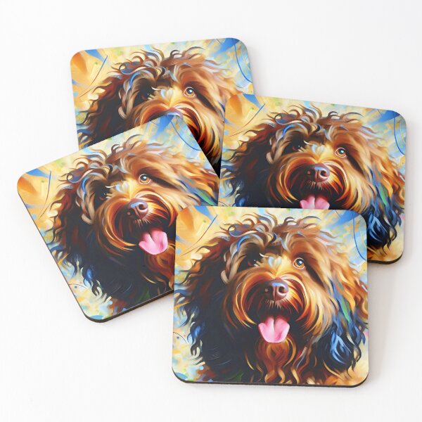 Item preview, Brown Barbet Acrylic Art French Water Dog Portrait designed and sold by Puppy Puzzles Plus.