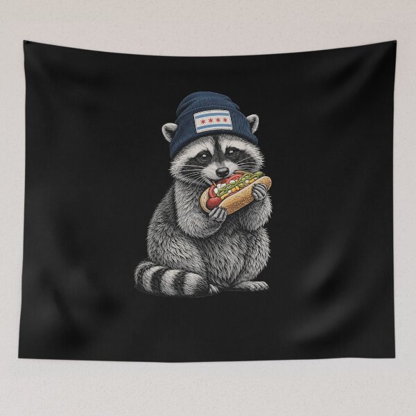 Item preview, Chicago Raccoon Hot Dog Beanie City Lover designed and sold by snowry.