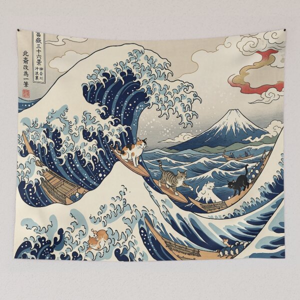 Item preview, Japanese Cats Surfing Great Wave Ukiyo-e designed and sold by Common-Standard.