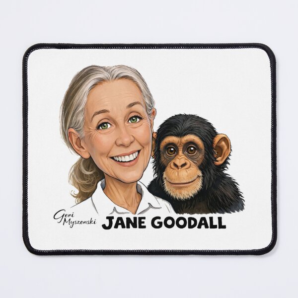 Item preview, Jane Goodall and her friend Chimpanzee April 3,1934 to October 1, 2025 designed and sold by The Art Queen Of Michigan .