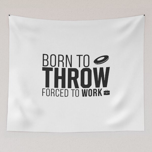 Item preview, Born to Throw Forced to Work Funny Disc Golf Sticker designed and sold by CutRootCo.