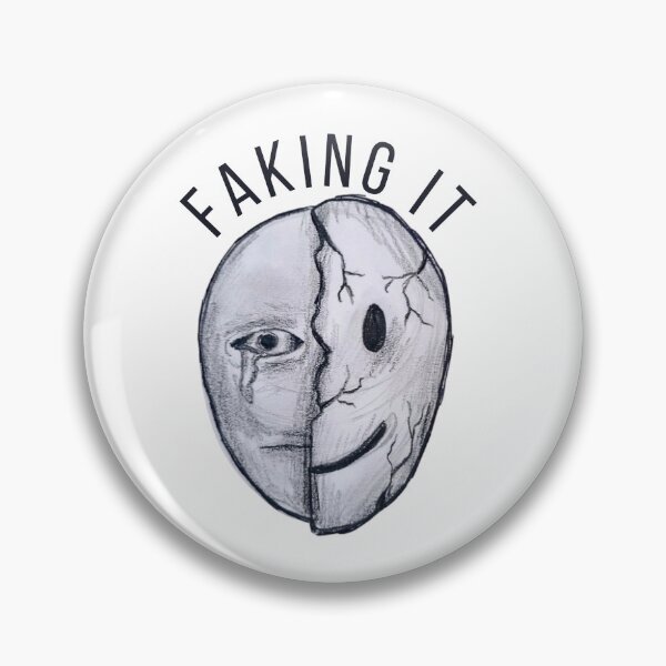 Item preview, Smiling Depression Mask | Faking It For Everyone | Mental Health Sticker | Quiet Kid Broken Happy Face Art designed and sold by TheFurezuStudio.