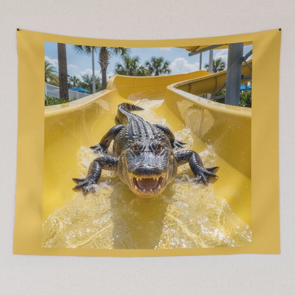 Item preview, Happy Alligator Races Down Water Slide designed and sold by Tridentulus.